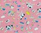 Pink-White-Multi Cotton Novelty Printed Plain Woven Fabric By the Yard